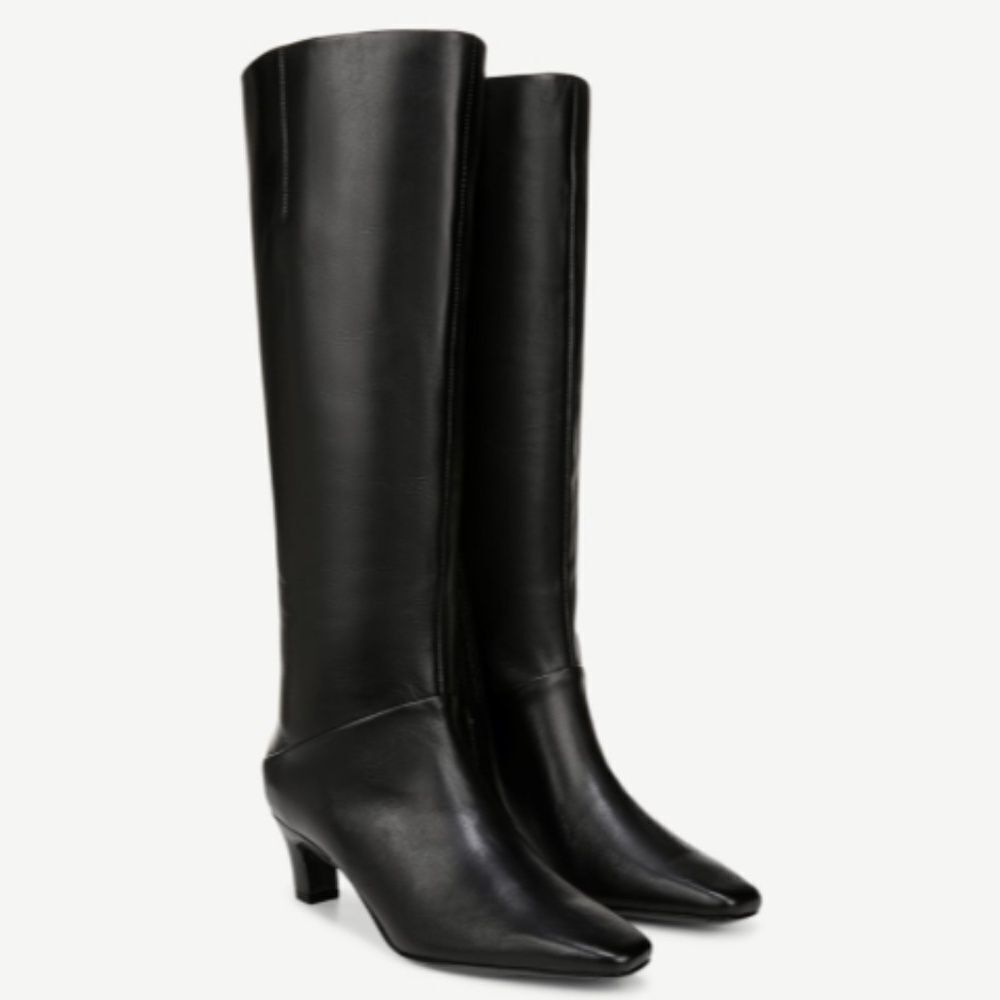 Franco Sarto Andria Knee Hight Boot In Black Leather